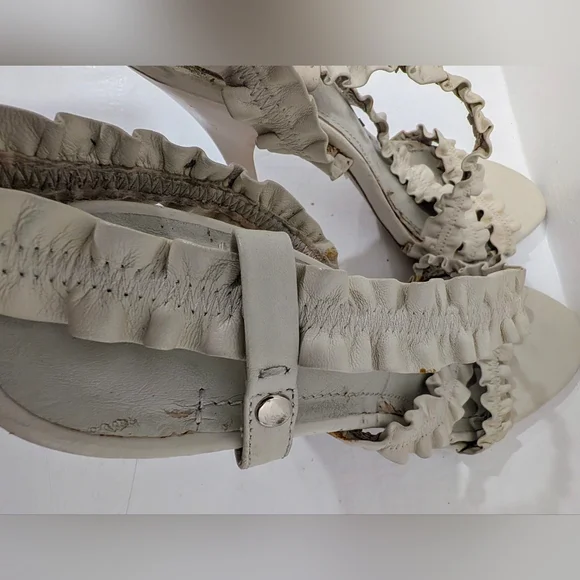 BCBGeneration Cream Ruffle Stiletto Heels - Picture 7 of 10